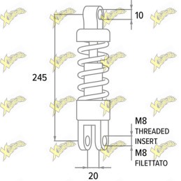 Ammortizzatore Posteriore Polini Interasse 245 mm per Minarelli Orizzontale / Verticale – 173.0553