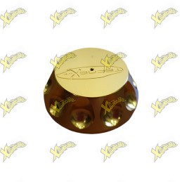 Gold-colored aluminum minibike fuel tank cap