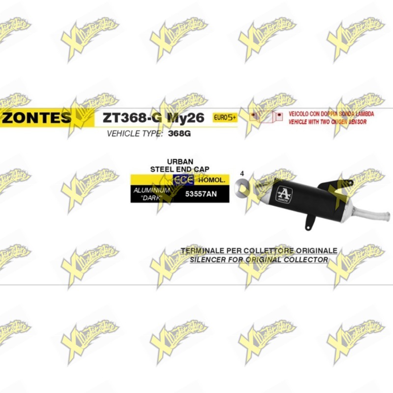 Arrow Urban Dark Racing Silencer for Zontes ZT368-G MY2026 53557AN
