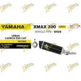 Terminale scarico Arrow Urban Dark Racing con fondello carbonio per Yamaha XMAX 300 Euro 5+ MY2025-2026 53060AKN