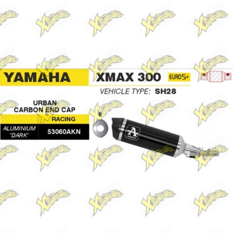 Arrow Urban Dark Racing Silencer with Carbon End Cap for Yamaha XMAX 300 Euro 5+ MY2025-2026 53060AKN